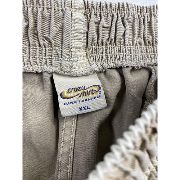 2 Crazy Shirts Hawaii Shorts Mens 2XL Gray Khaki 5” Beach Dye Relaxed READ* - Picture 8 of 8